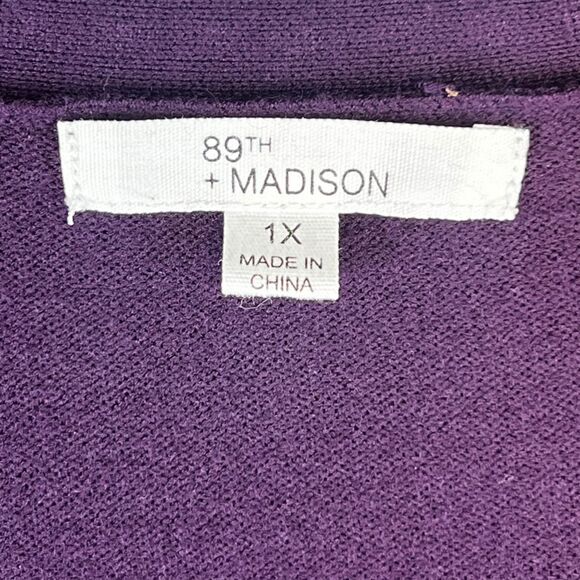 89th Madison Cardigan 1X Purple Open Front Silver Studded Dark Academia Sweater - Picture 7 of 9
